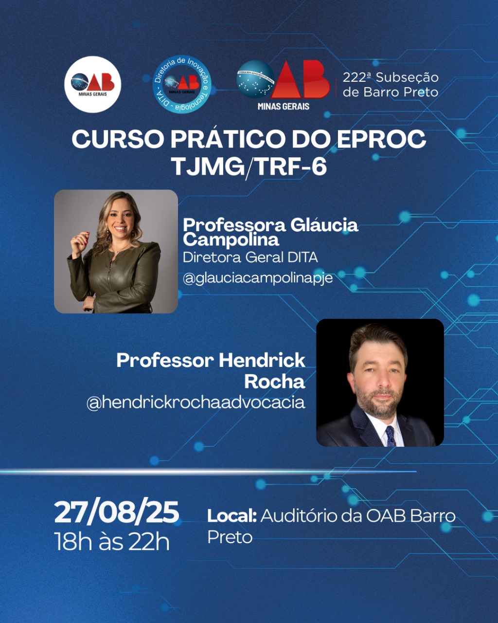 OAB Barro Preto - Advocacia do Barro Preto e região! Curso Prático do EPROC TJMG/TRF-6 – 27 de agosto