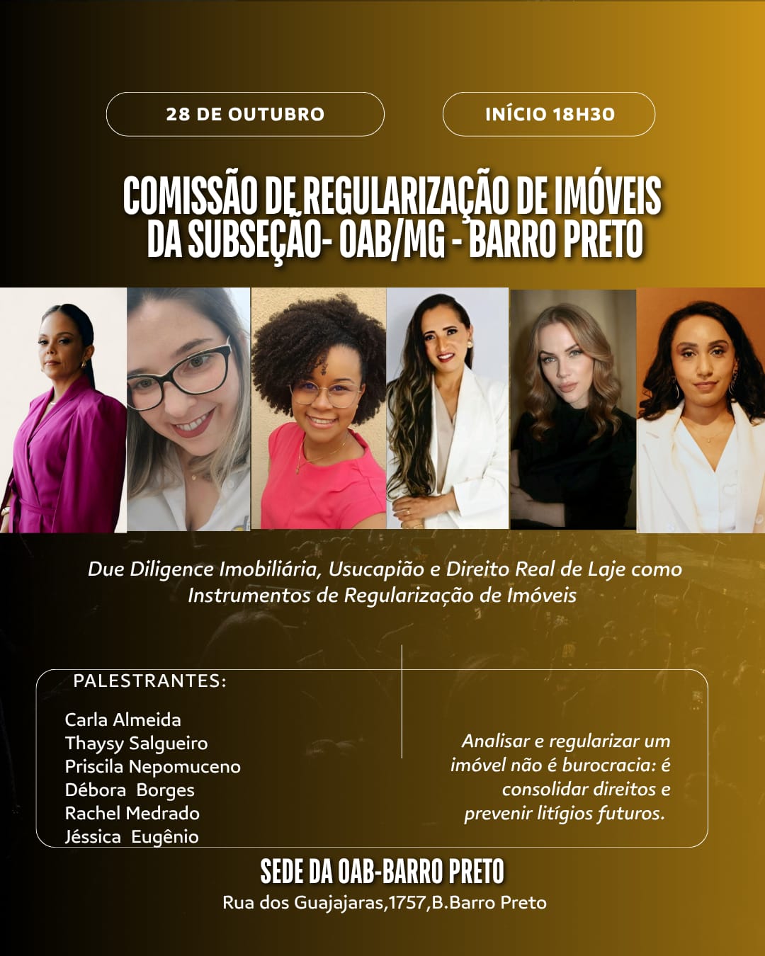 OAB Barro Preto - Due Diligence Imobiliária, Usucapião e Direito Real de Laje como Instrumentos de Regularização de Imóveis