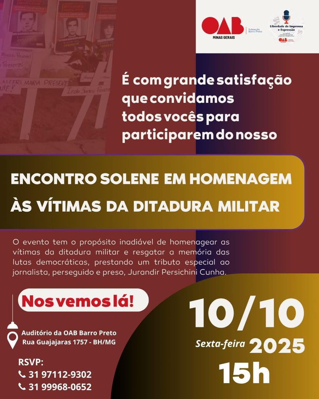 OAB Barro Preto - Encontro Solene em Homenagem às vítimas da Ditadura Militar