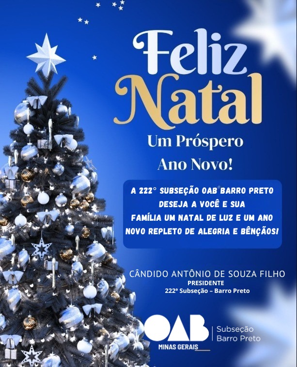 OAB Barro Preto - Feliz Natal e um Próspero Ano Novo!